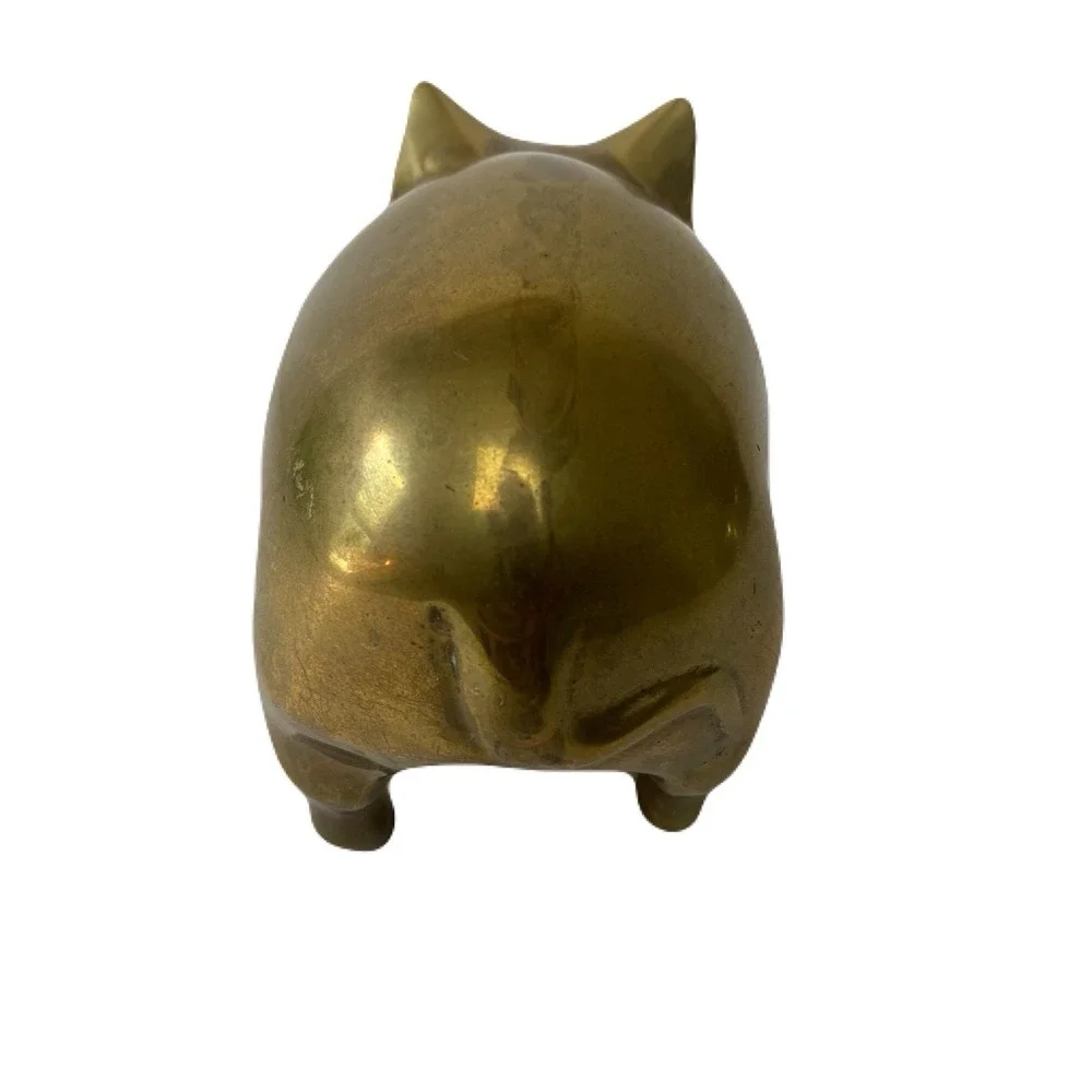 Vintage Solid Brass Pig w/ Piglets Paperweight Figurine 3